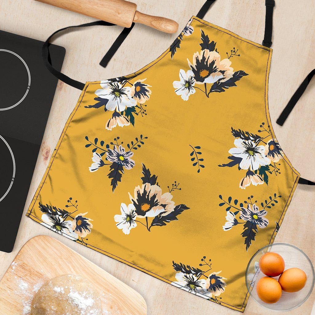 Yellow Flower Print Women's Apron-grizzshop