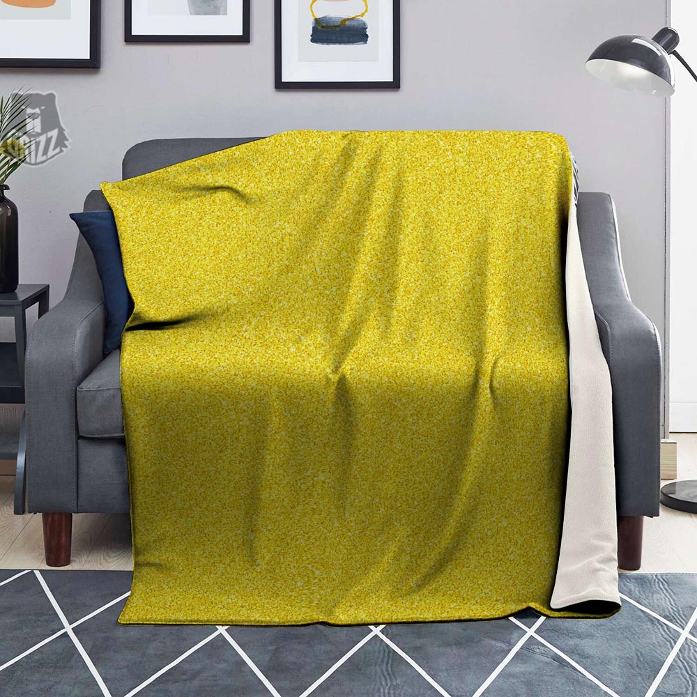 Yellow Glitter Texture Print Blanket-grizzshop