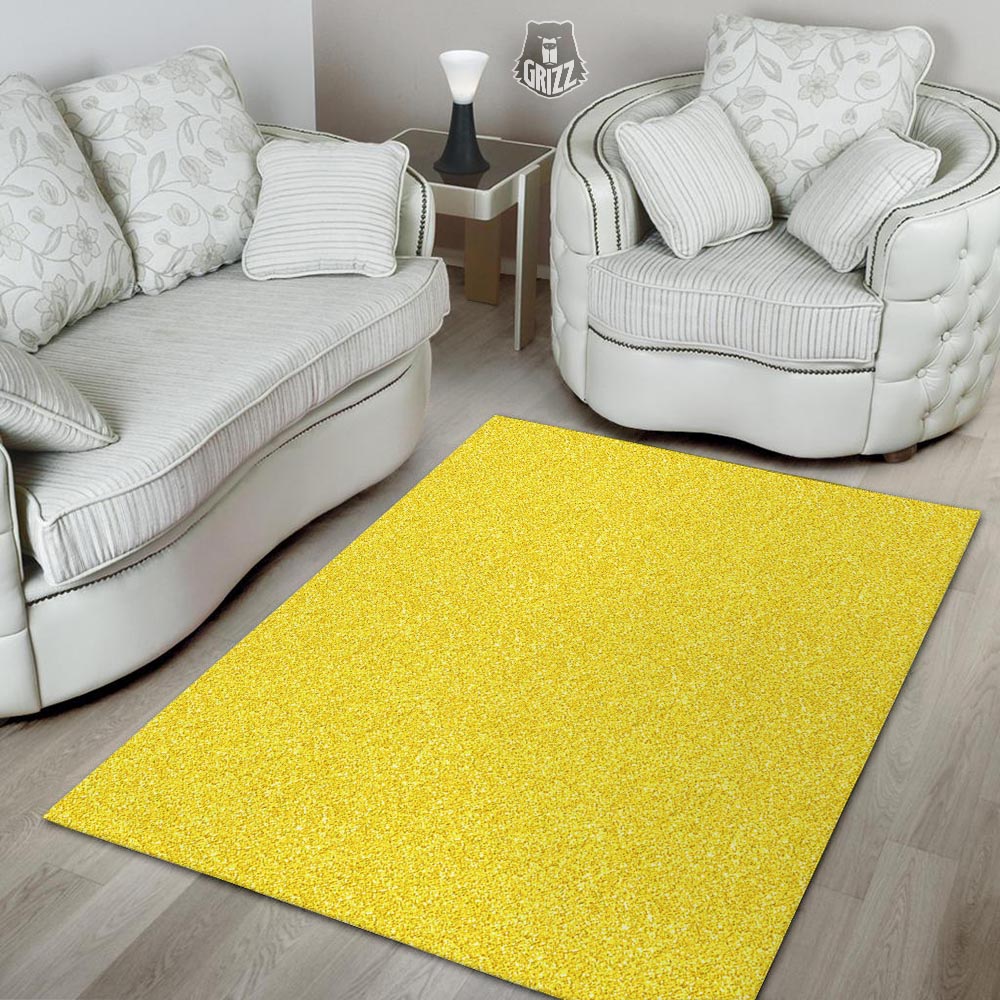 Yellow Glitter Texture Print Floor Mat-grizzshop