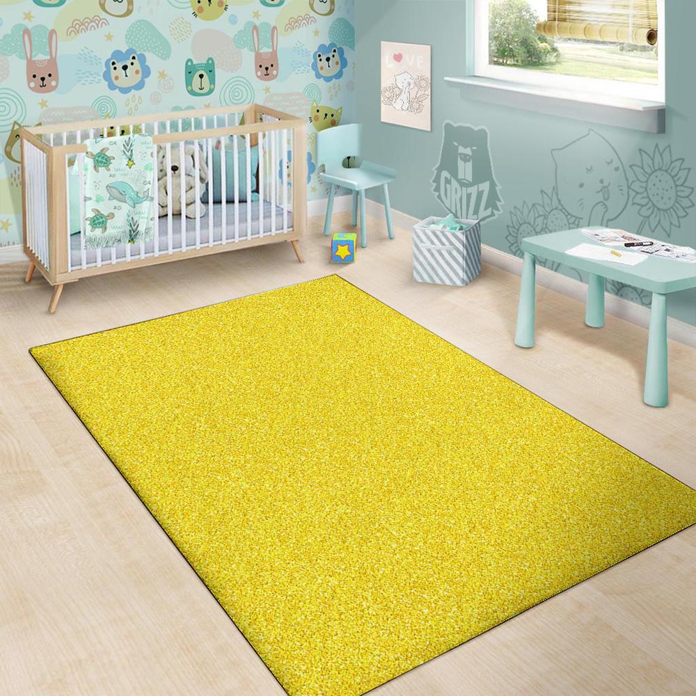 Yellow Glitter Texture Print Floor Mat-grizzshop