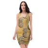 Yellow Hawaiian Pineapple Print Bodycon Dress-grizzshop