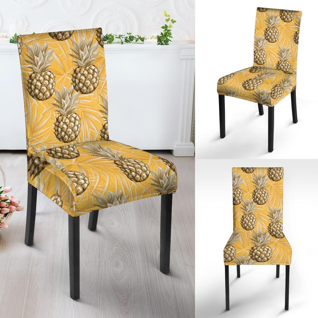 Yellow Hawaiian Pineapple Print Chair Cover-grizzshop