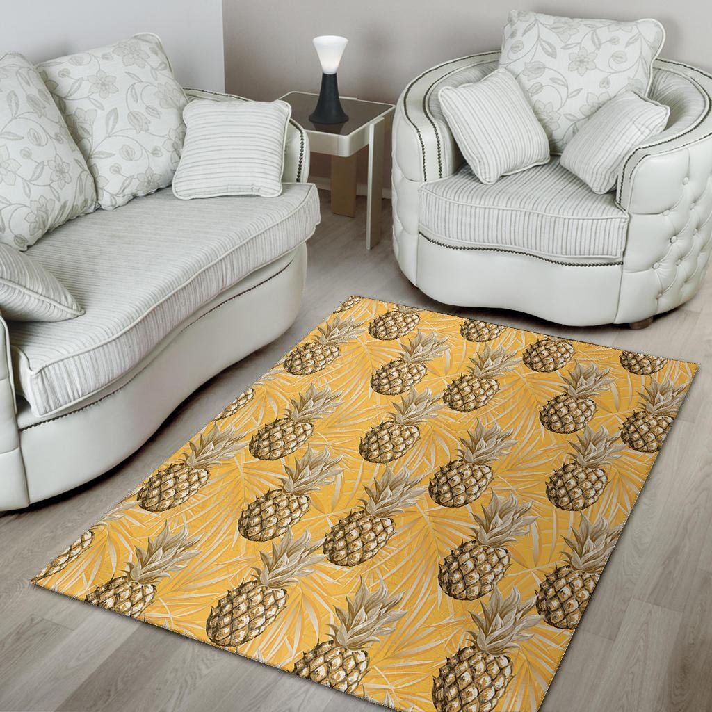 Yellow Hawaiian Pineapple Print Floor Mat-grizzshop