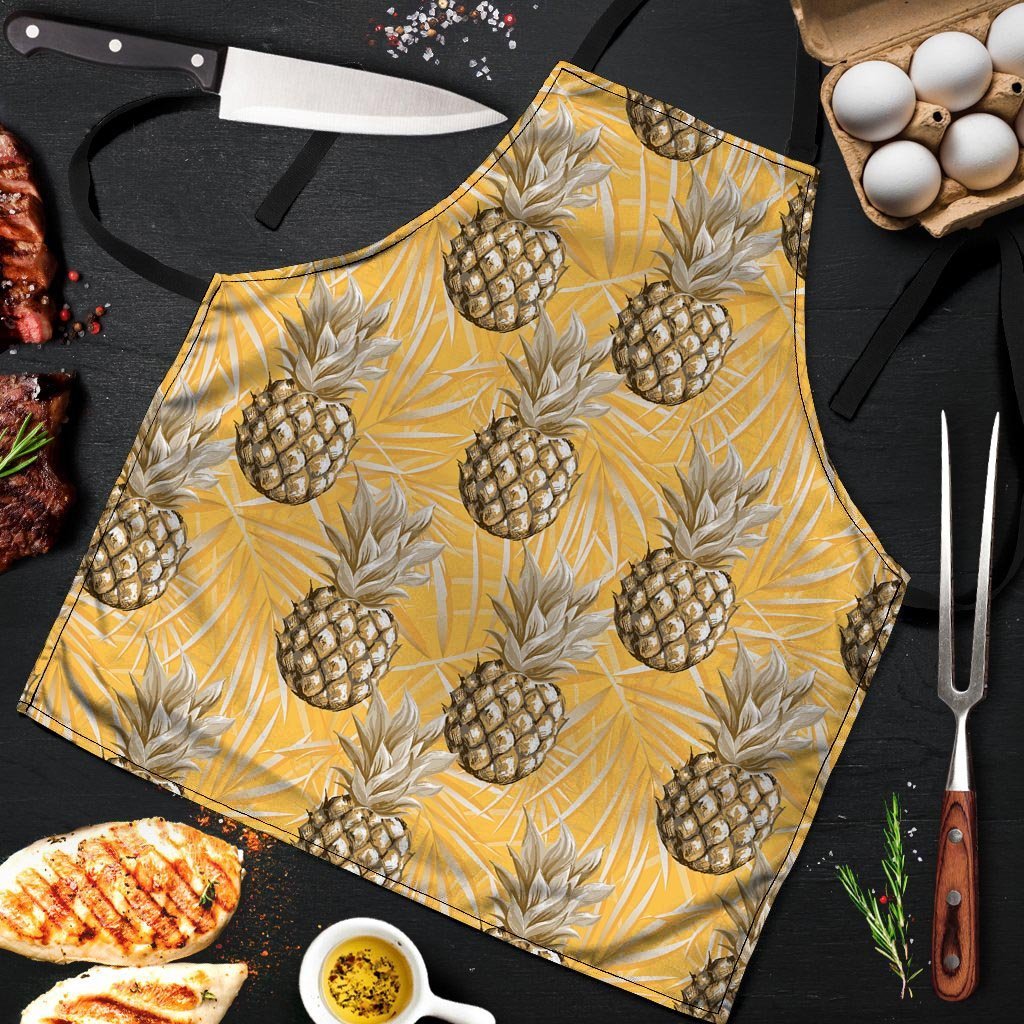 Yellow Hawaiian Pineapple Print Men's Apron-grizzshop