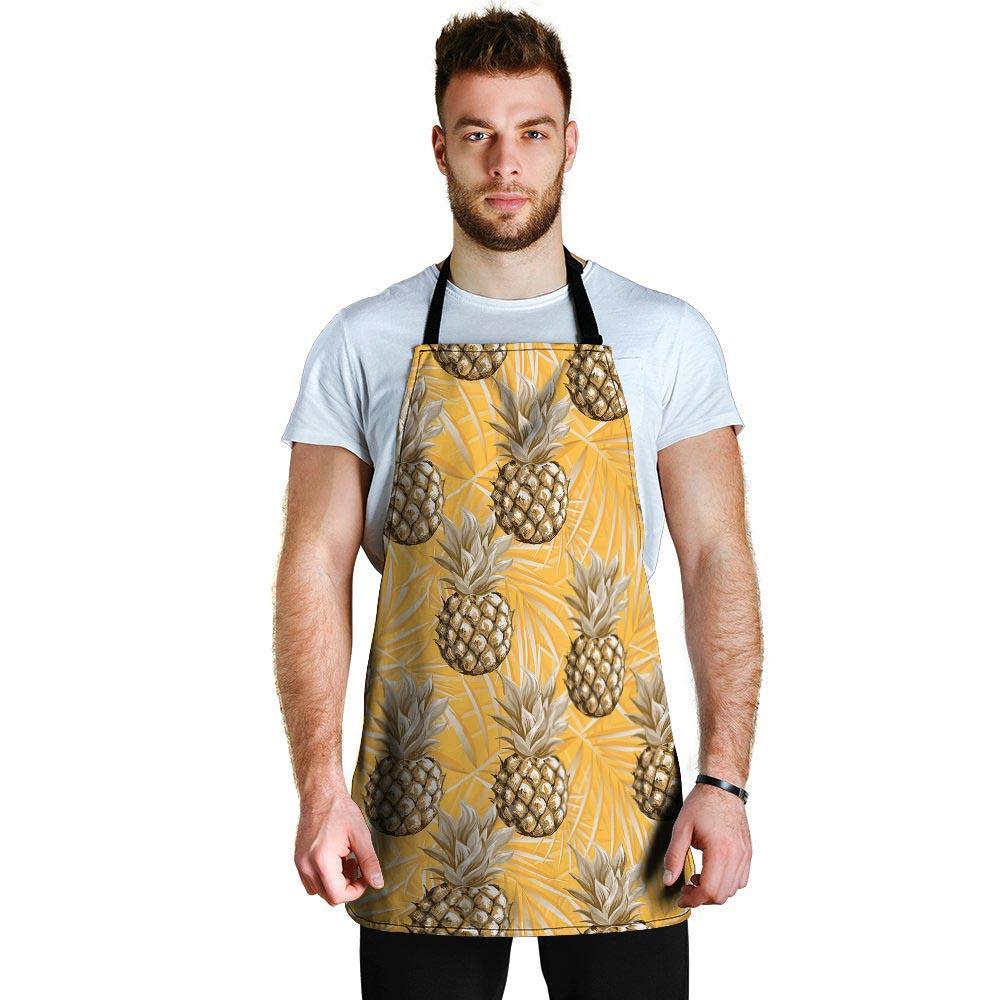 Yellow Hawaiian Pineapple Print Men's Apron-grizzshop
