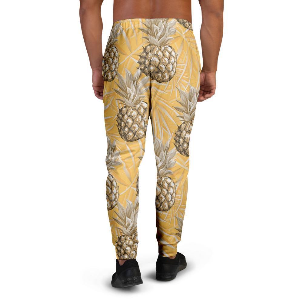 Yellow Hawaiian Pineapple Print Men's Joggers-grizzshop