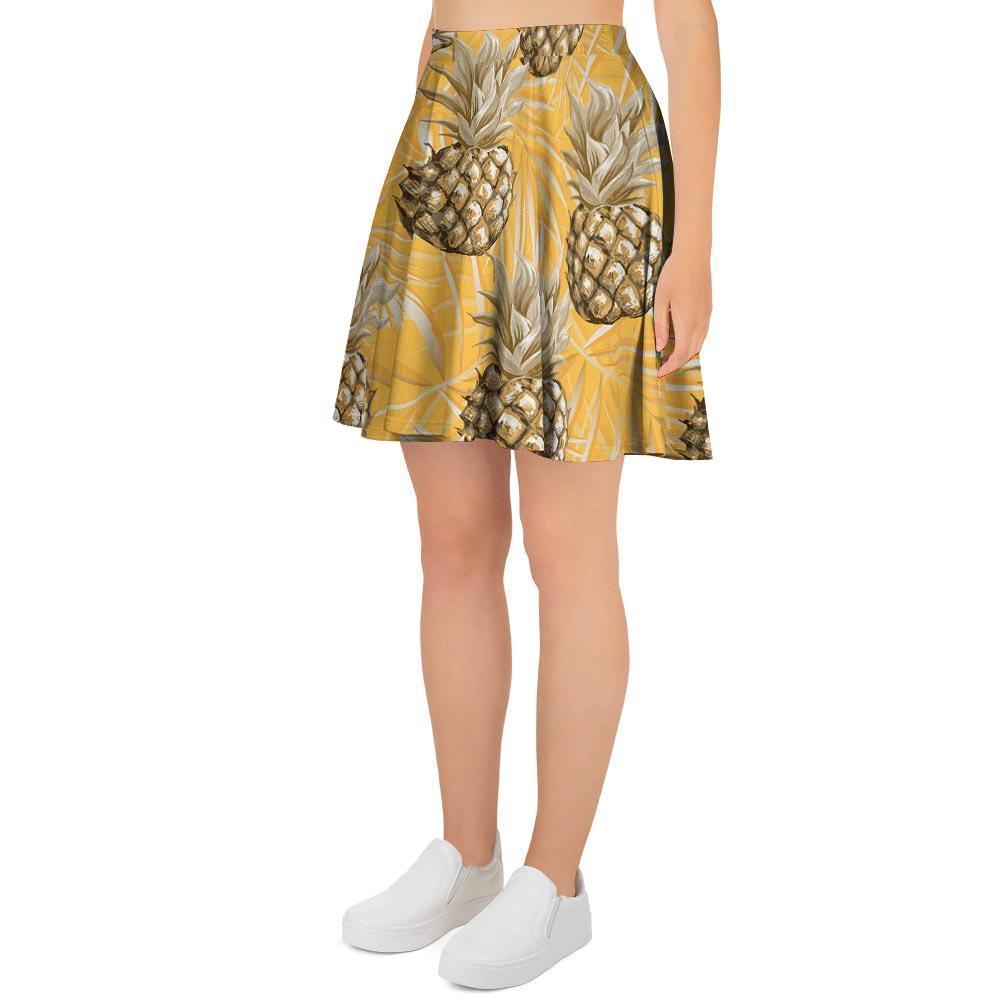 Yellow Hawaiian Pineapple Print Women's Skirt-grizzshop