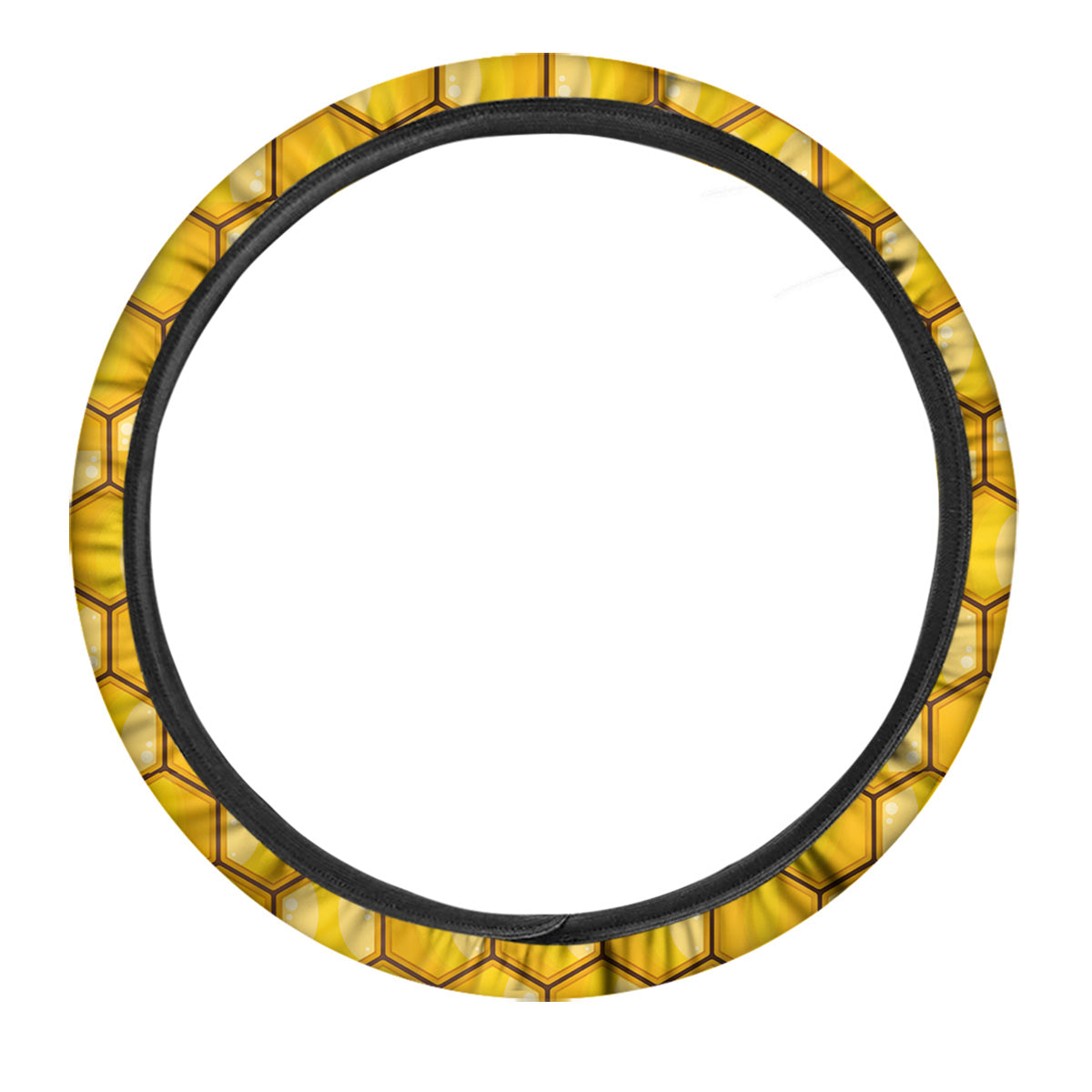 Yellow Honeycomb Print Pattern Car Steering Wheel Cover-grizzshop