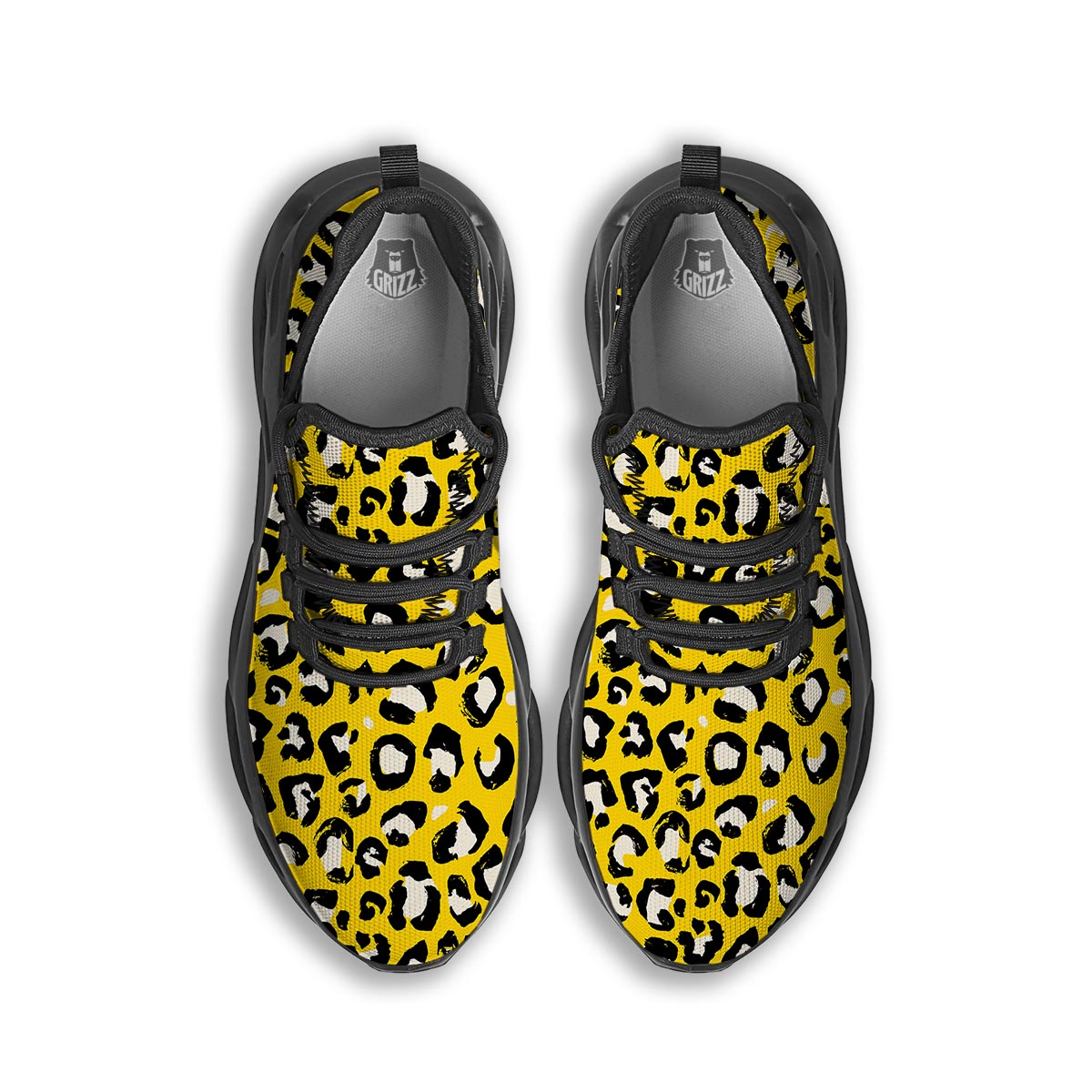 Yellow Leopard Black Running Shoes-grizzshop