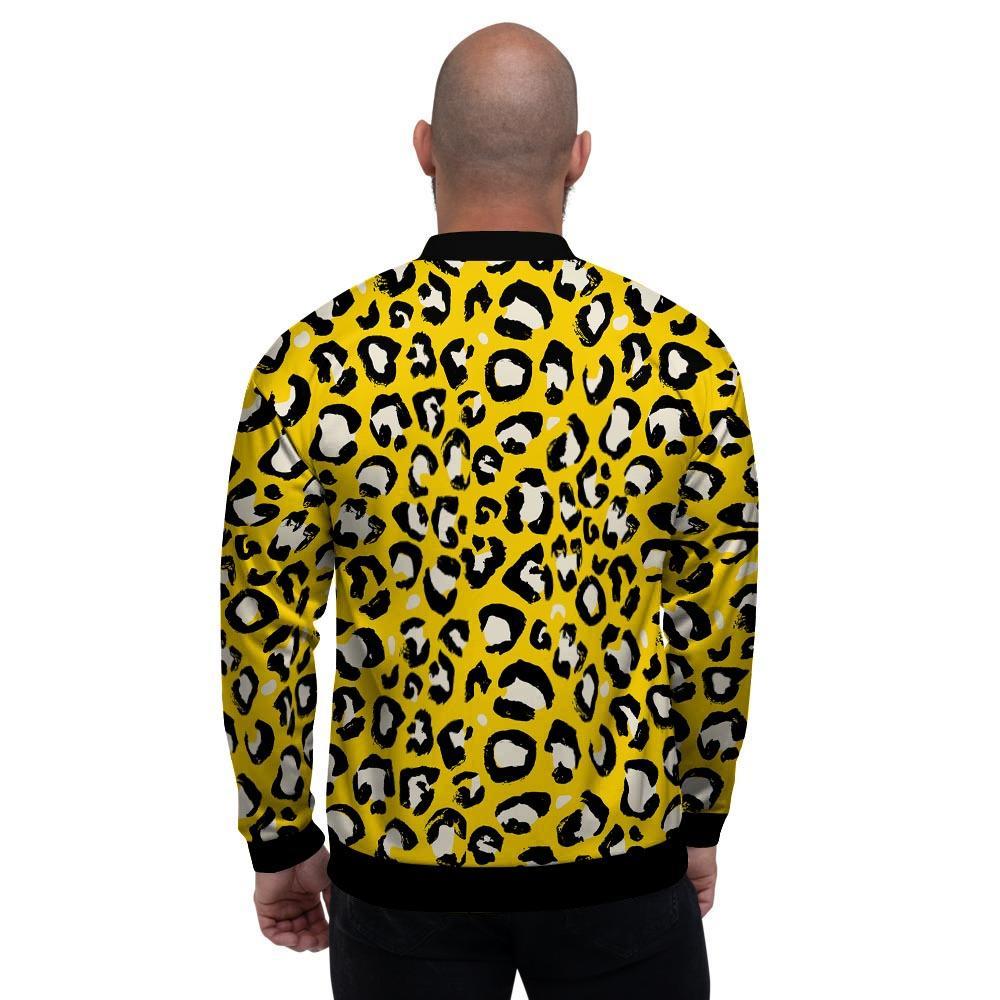 Yellow Leopard Men's Bomber Jacket-grizzshop