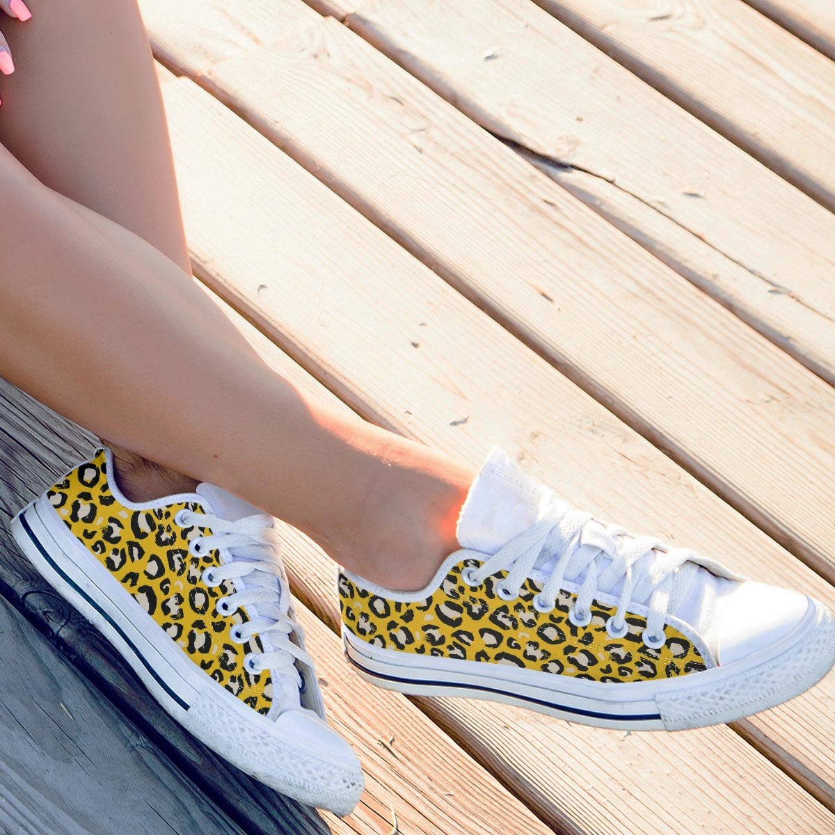 Yellow Leopard Men's Low Top Shoes-grizzshop