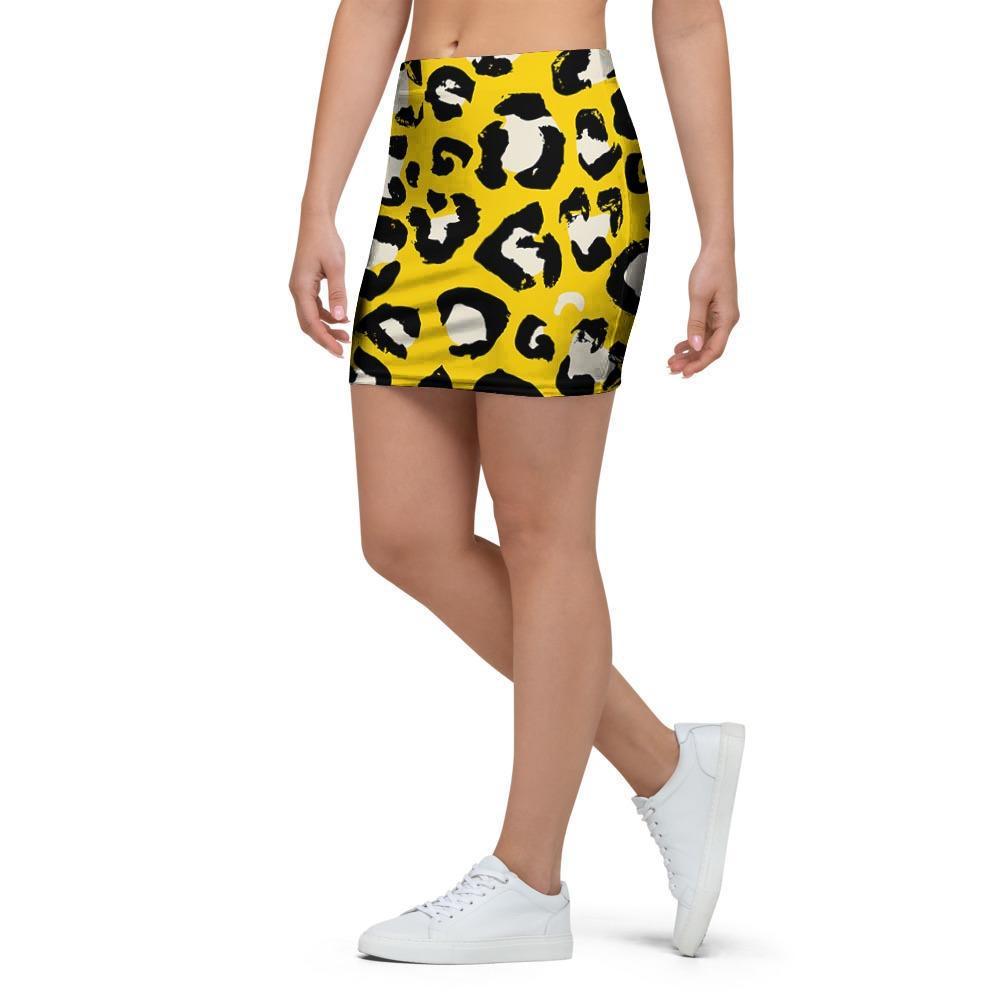 Yellow Leopard Mini Skirt-grizzshop