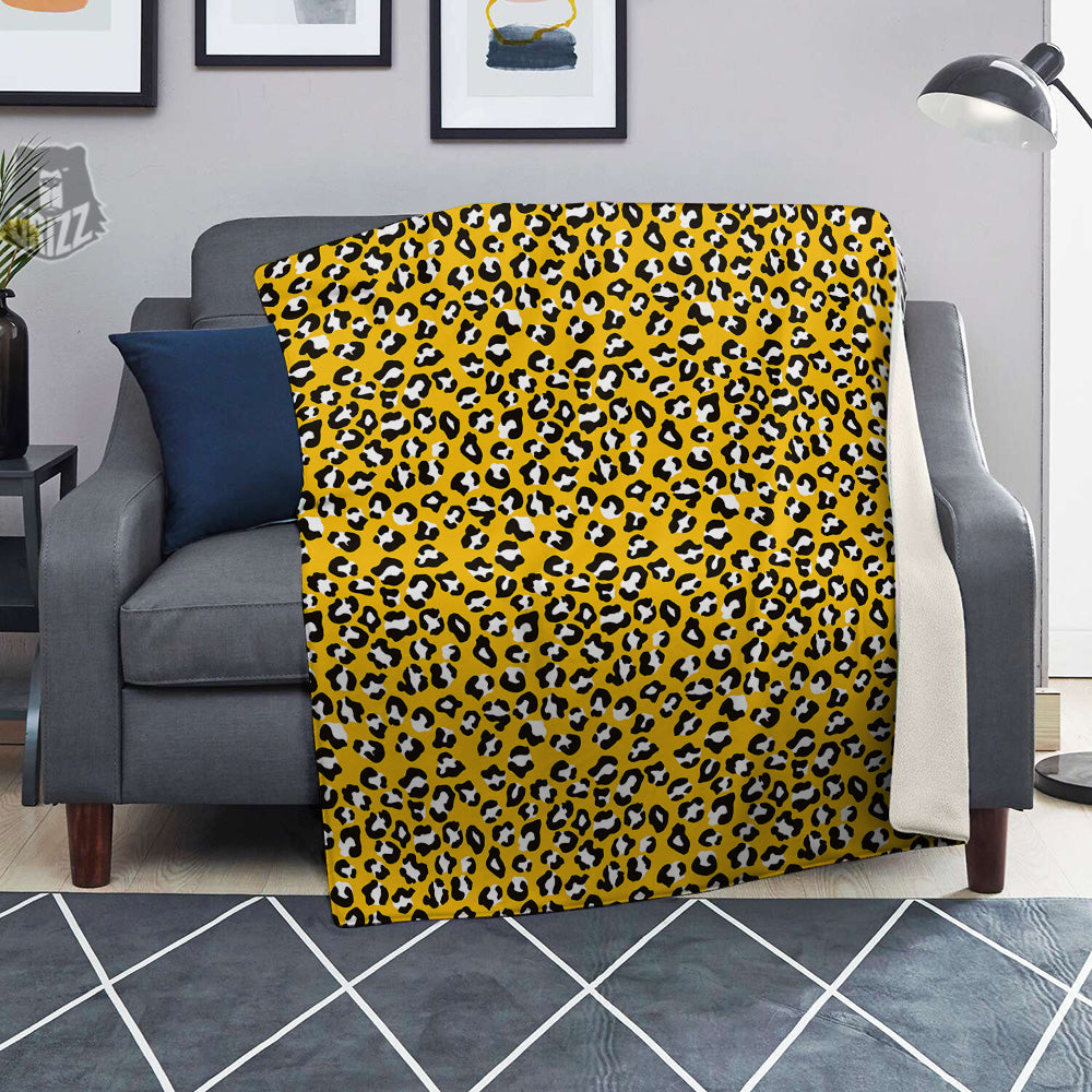 Yellow Leopard Print Pattern Blanket-grizzshop