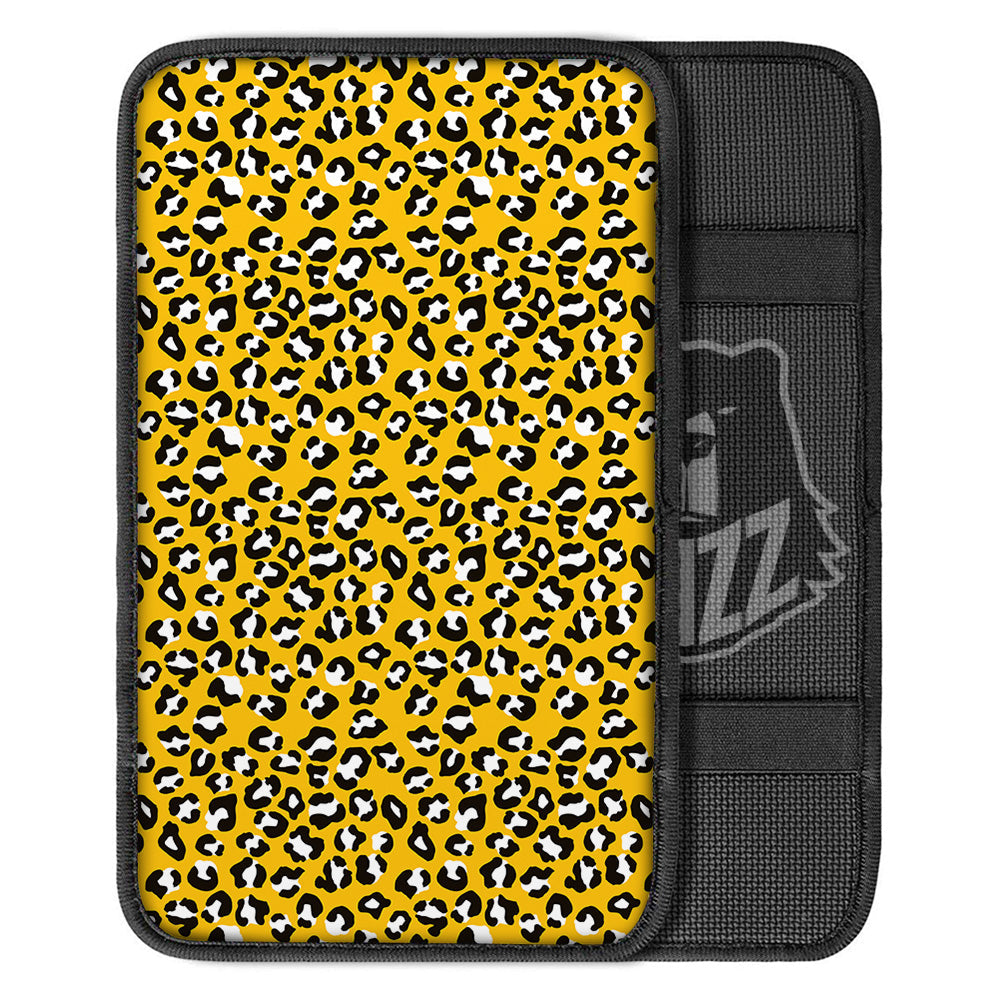 Yellow Leopard Print Pattern Car Center Console Cover-grizzshop
