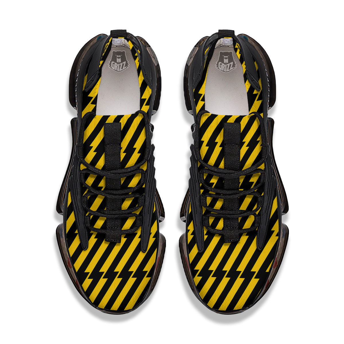 Yellow Lightning Spark Print Pattern Black Gym Shoes-grizzshop