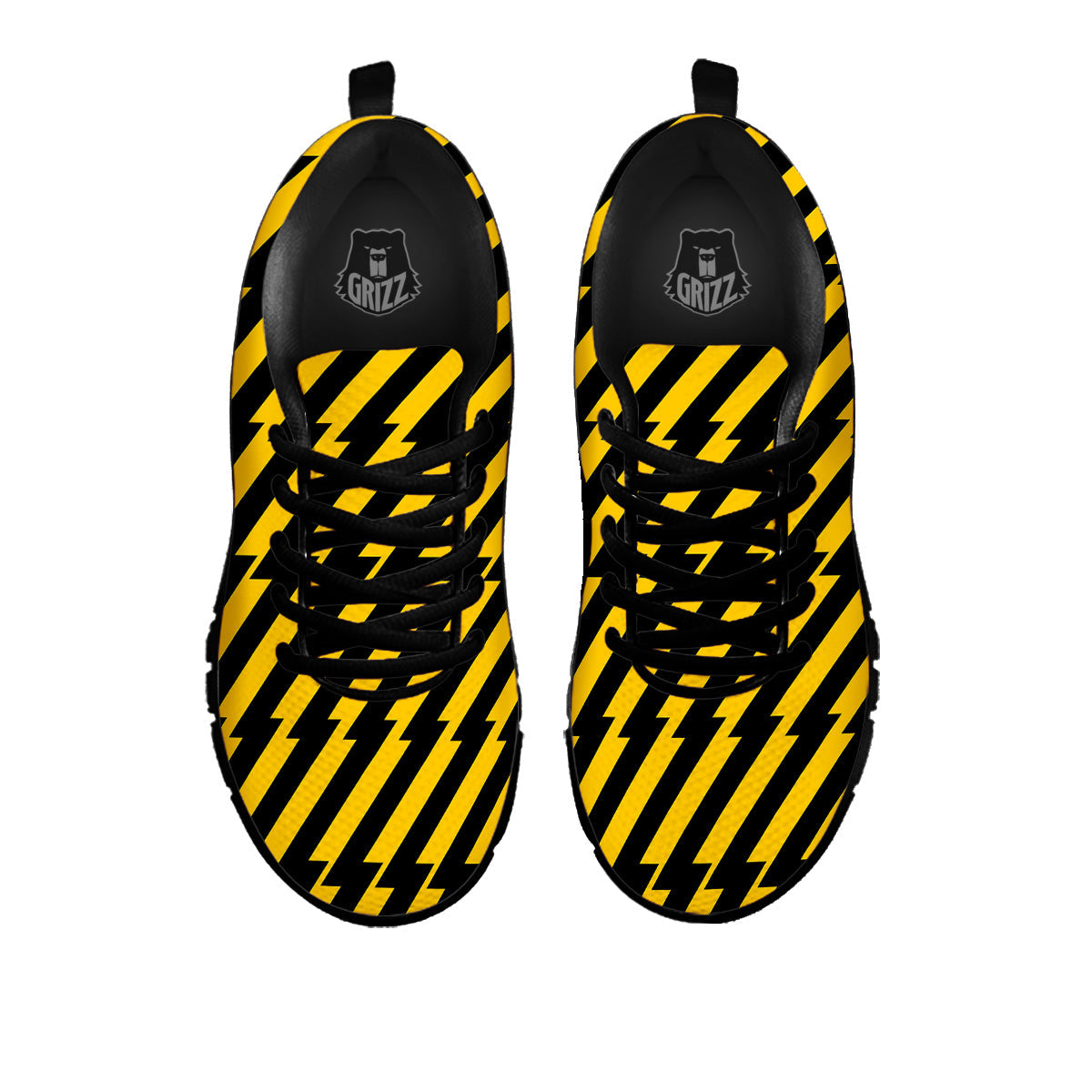 Yellow Lightning Spark Print Pattern Black Sneaker-grizzshop