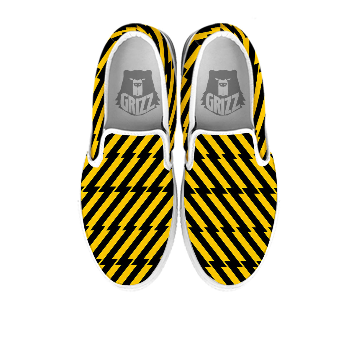 Yellow Lightning Spark Print Pattern White Slip On Shoes-grizzshop