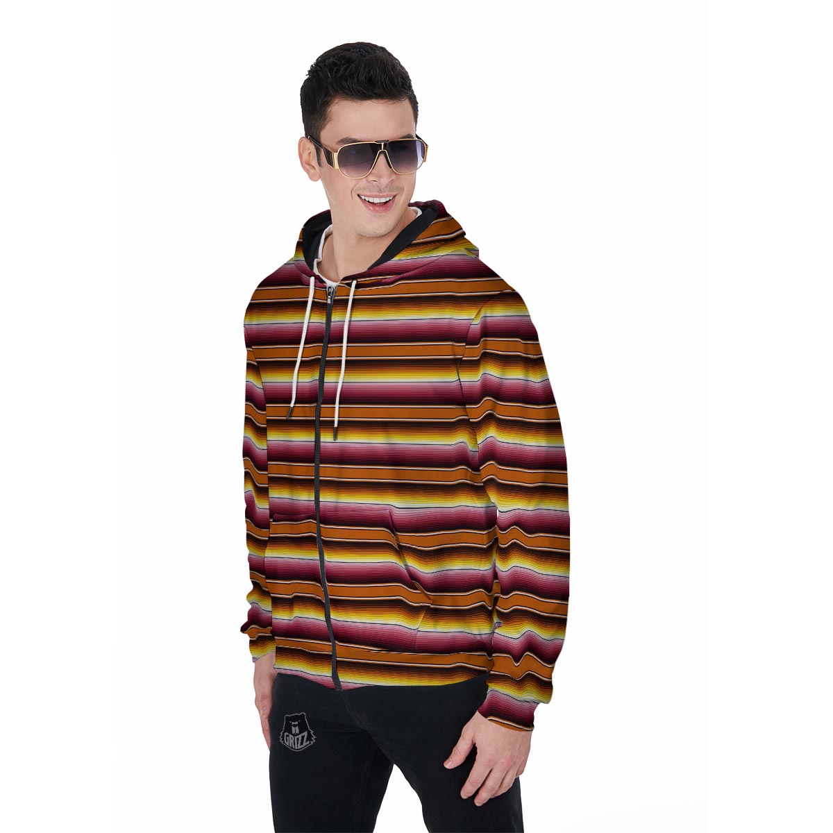 Yellow Mexican Baja Men's Zip Up Hoodie-grizzshop