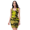 Yellow Monarch Butterfly Bodycon Dress-grizzshop