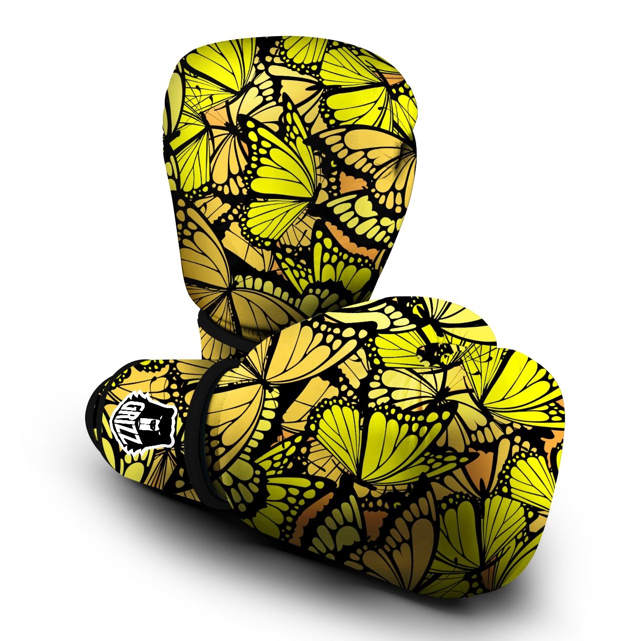 Yellow Monarch Butterfly Boxing Gloves-grizzshop