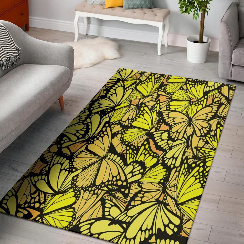 Yellow Monarch Butterfly Floor Mat-grizzshop