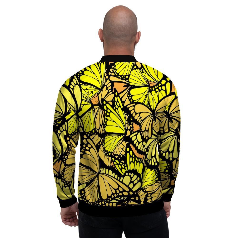 Yellow Monarch Butterfly Men's Bomber Jacket-grizzshop