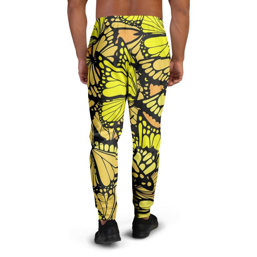 Yellow Monarch Butterfly Men's Joggers-grizzshop