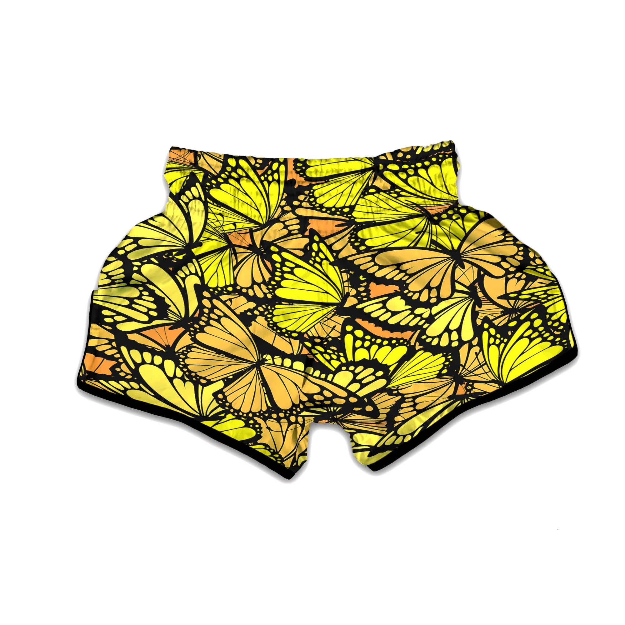 Yellow Monarch Butterfly Muay Thai Boxing Shorts-grizzshop