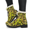 Yellow Monarch Butterfly Pattern Print Comfy Winter Boots-grizzshop