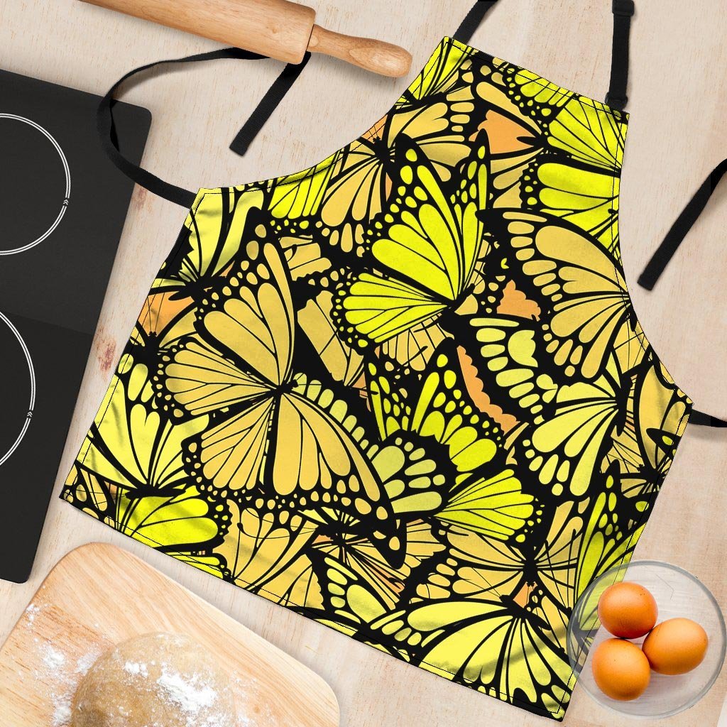 Yellow Monarch Butterfly Women's Apron-grizzshop