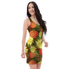 Yellow Neon Pineapple Hawaiian Print Bodycon Dress-grizzshop