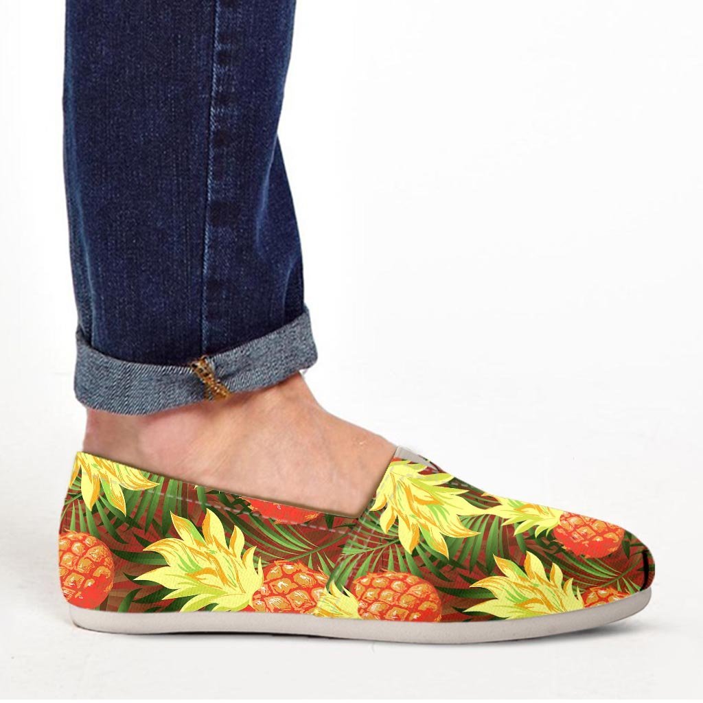 Yellow Neon Pineapple Hawaiian Print Canvas Shoes-grizzshop