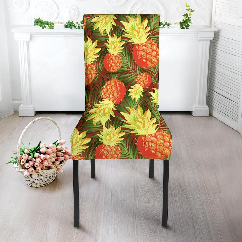 Yellow Neon Pineapple Hawaiian Print Chair Cover-grizzshop