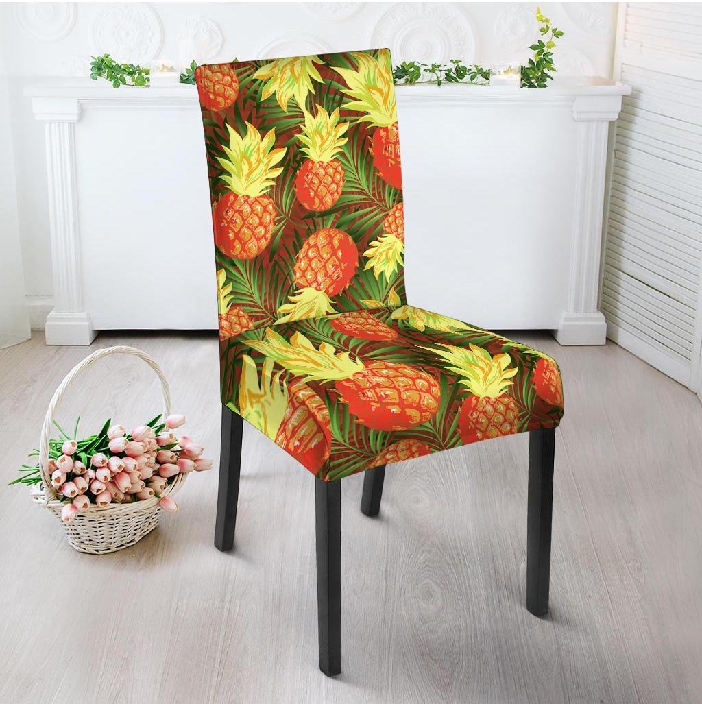 Yellow Neon Pineapple Hawaiian Print Chair Cover-grizzshop