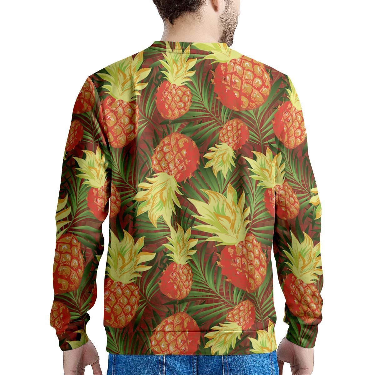 Yellow Neon Pineapple Hawaiian Print Men's Sweatshirt-grizzshop
