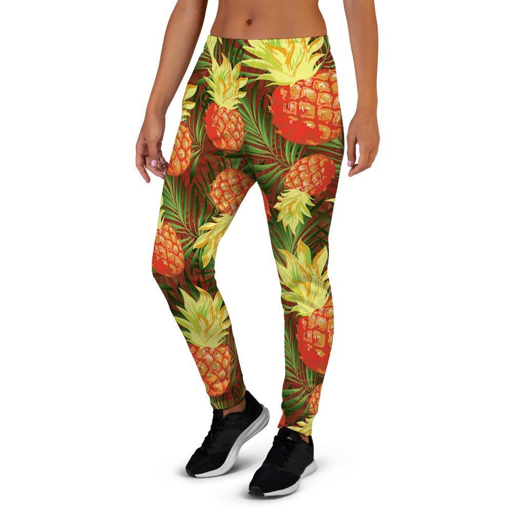 Yellow Neon Pineapple Hawaiian Print Women's Joggers-grizzshop