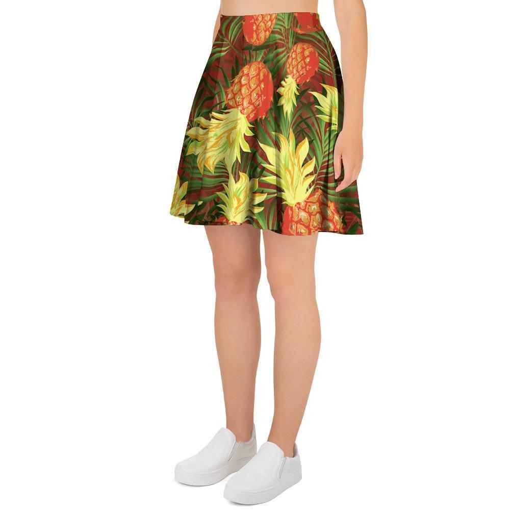 Yellow Neon Pineapple Hawaiian Print Women's Skirt-grizzshop
