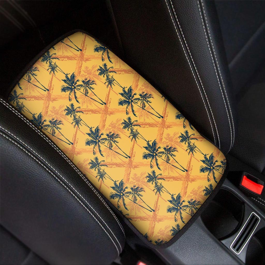 Yellow Palm Tree Hawaiian Print Car Console Cover-grizzshop