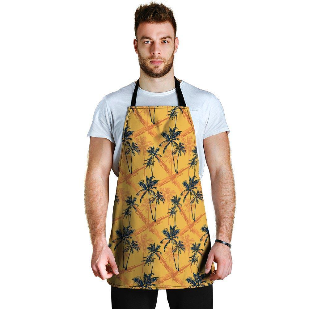 Yellow Palm Tree Hawaiian Print Men's Apron-grizzshop