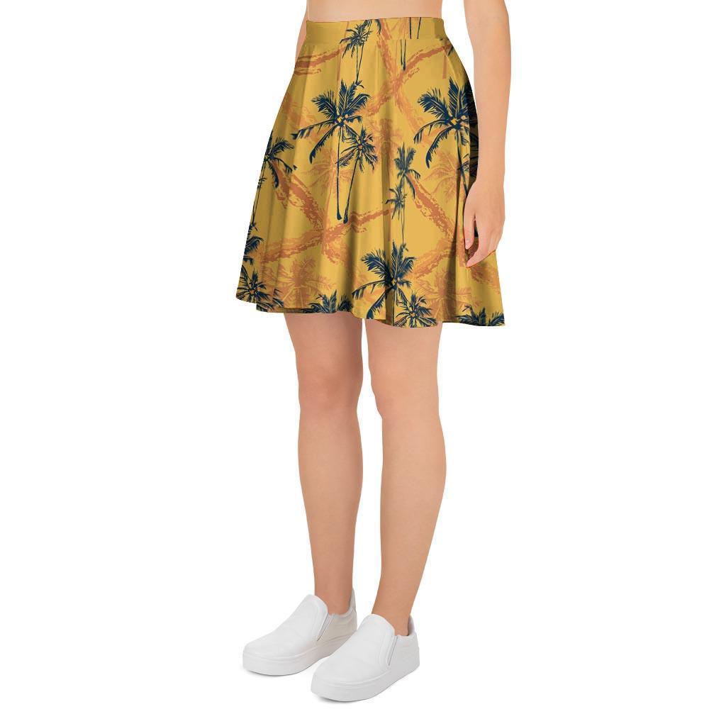 Yellow Palm Tree Hawaiian Print Women's Skirt-grizzshop
