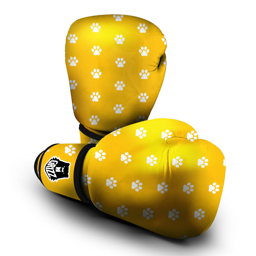 Yellow Paw Print Boxing Gloves-grizzshop