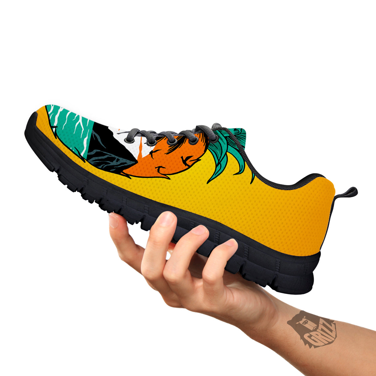 Yellow Pineapple Aloha Tropical Island Print Black Sneaker-grizzshop