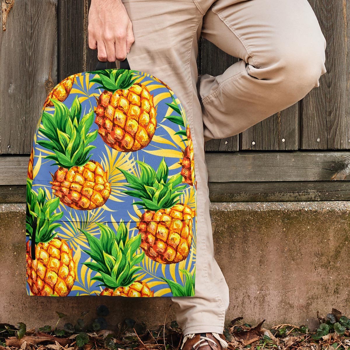 Yellow Pineapple Hawaiian Print Backpack-grizzshop