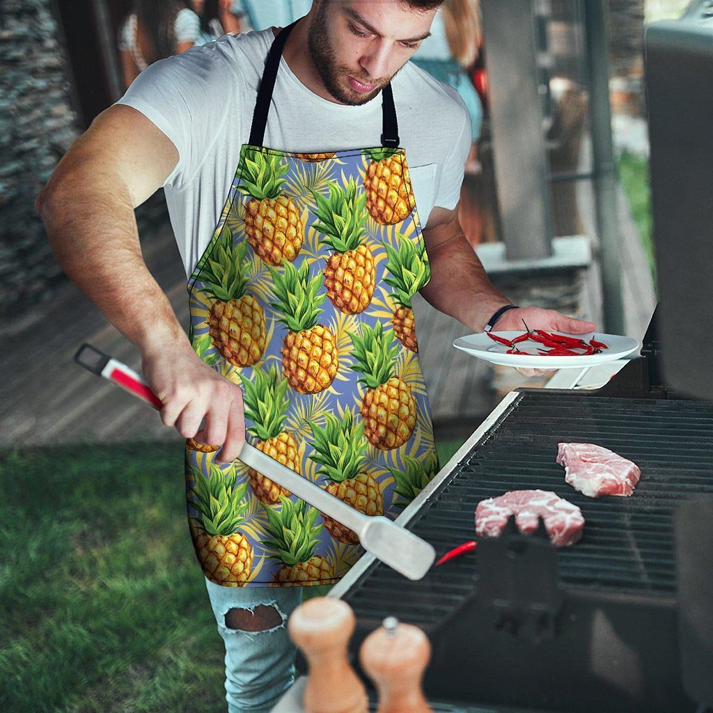 Yellow Pineapple Hawaiian Print Men's Apron-grizzshop
