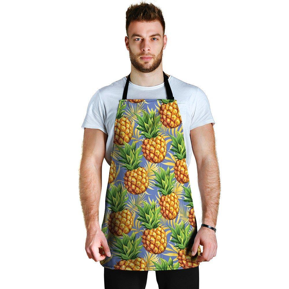 Yellow Pineapple Hawaiian Print Men's Apron-grizzshop
