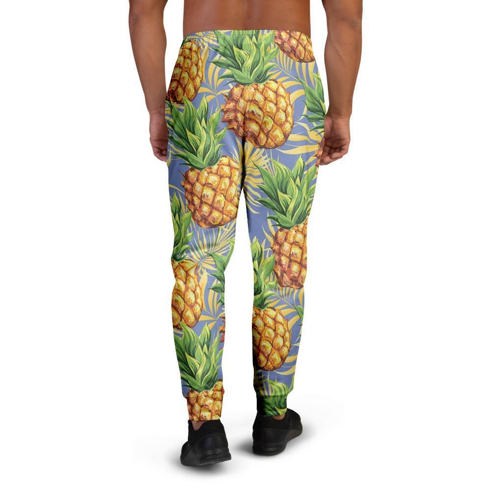 Yellow Pineapple Hawaiian Print Men's Joggers-grizzshop