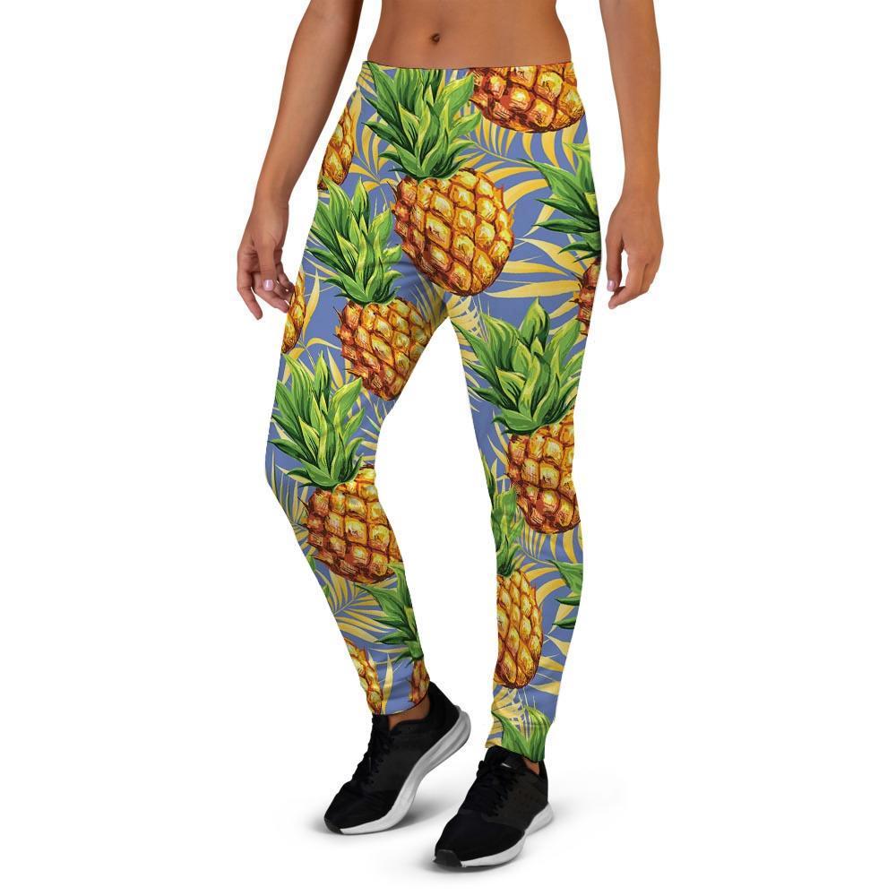 Yellow Pineapple Hawaiian Print Women's Joggers-grizzshop