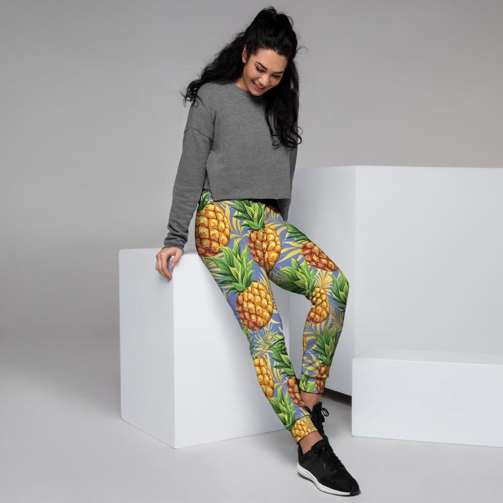Yellow Pineapple Hawaiian Print Women's Joggers-grizzshop