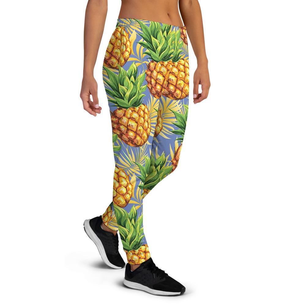 Yellow Pineapple Hawaiian Print Women's Joggers-grizzshop
