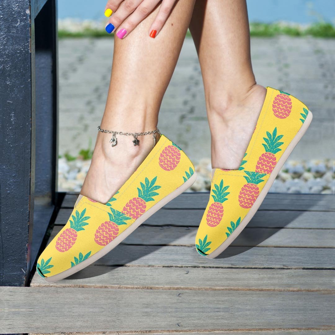 Yellow Pineapple Print Canvas Shoes-grizzshop